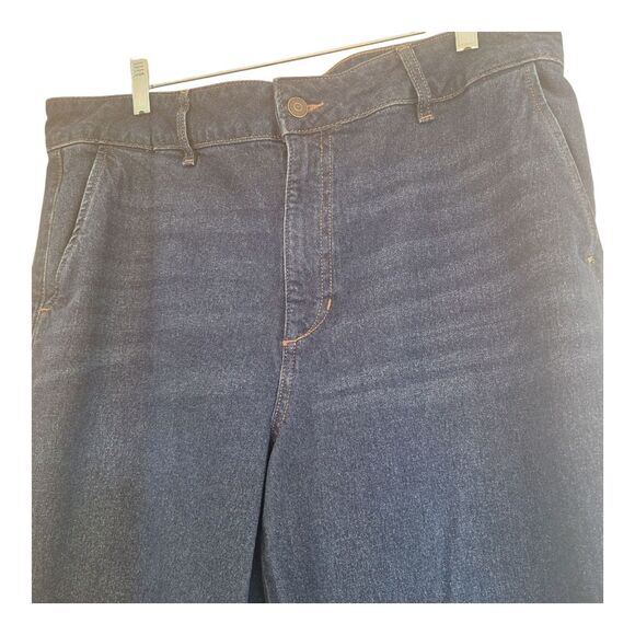 Liz Claiborne Wide Leg Trouser Jeans Size 14 Dark Wash Wash High Rise Stretch - Picture 15 of 16